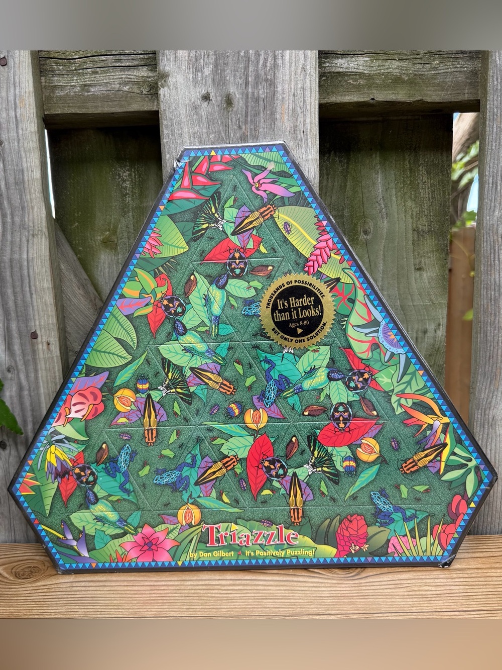 Vintage Rare Triazzle Blue Poison Arrow Frog Triangle Puzzle by Dan Gilbert 1994